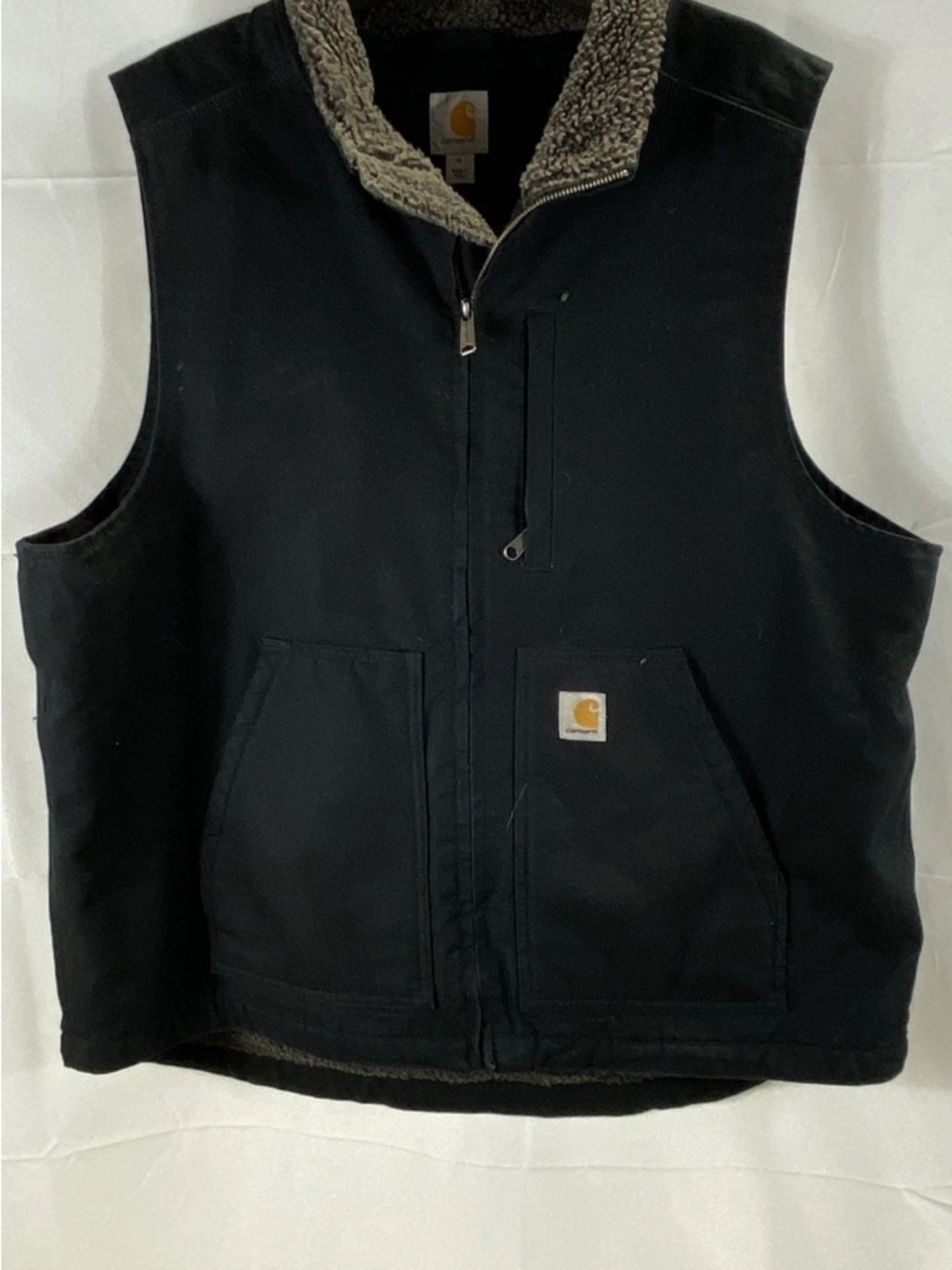 Carhartt Black Sherpa-Lined Vest with Tan Logo XL